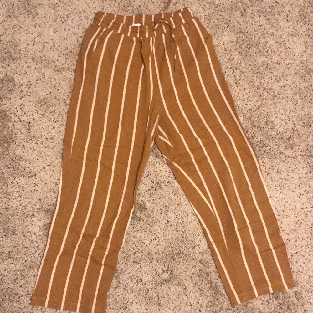 Mustard high rise yellow pants with drawstring